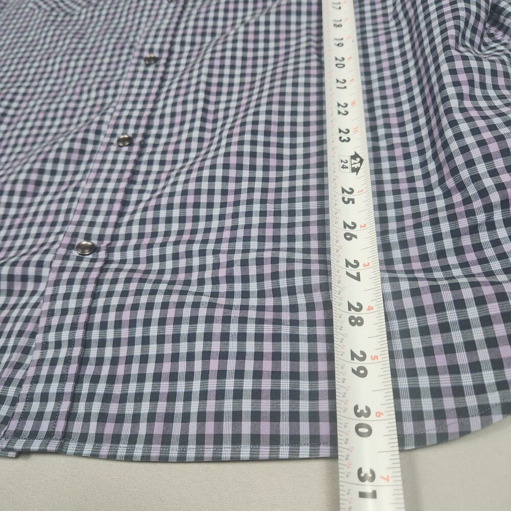 Banana Republic XL Plaid Snap Button Shirt Western Blue Purple Mens XL Stretch - Picture 4 of 8